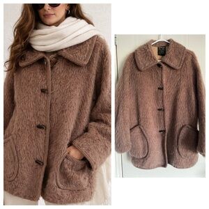 Brown Fuzzy Wool Coat Oversized Quiet Luxury Cottagecore
